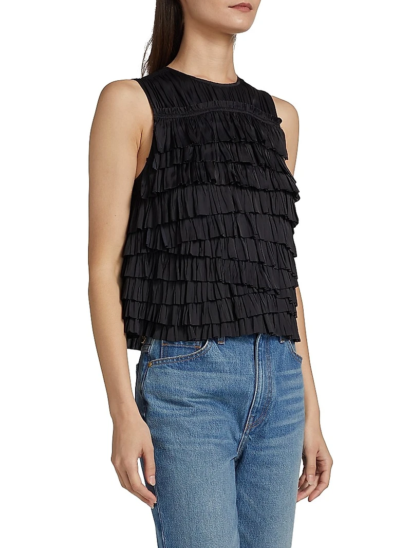 Quinn Satin Plissé Top