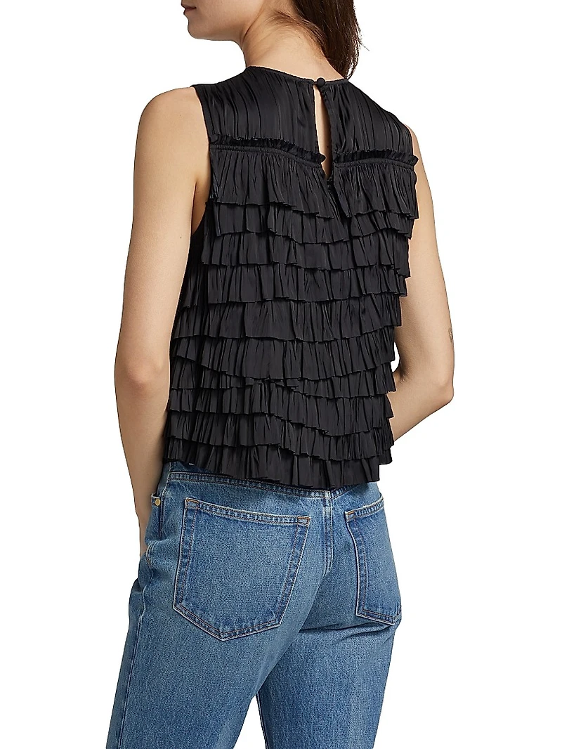 Quinn Satin Plissé Top