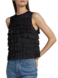 Quinn Satin Plissé Top