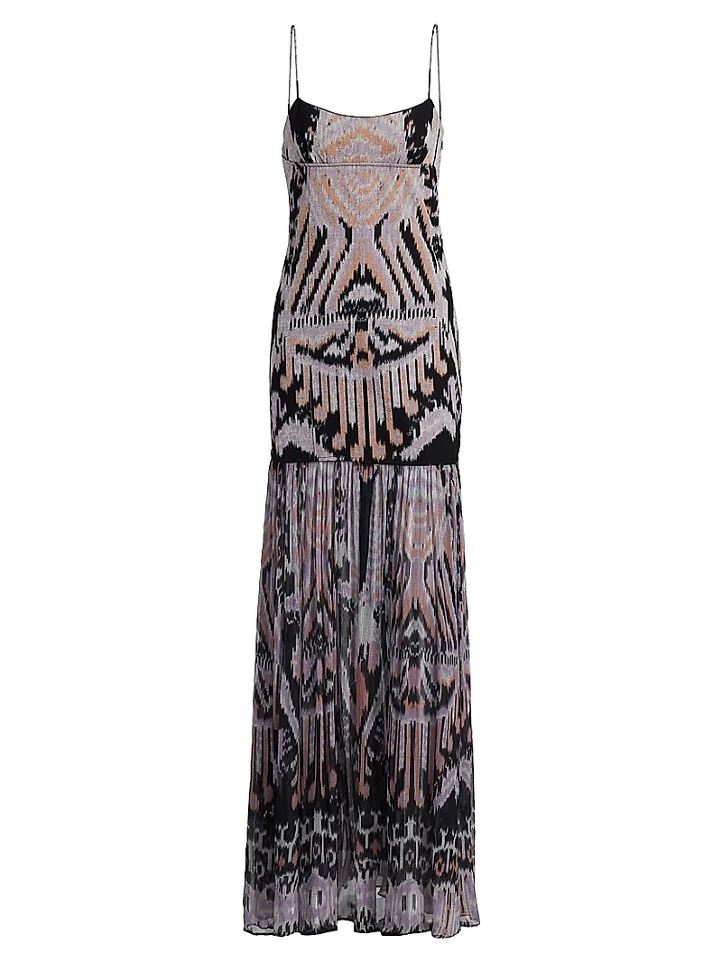 Marisol Ikat Drop-Waist Gown