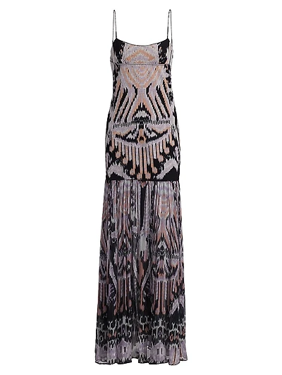 Marisol Ikat Drop-Waist Gown