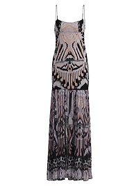 Marisol Ikat Drop-Waist Gown