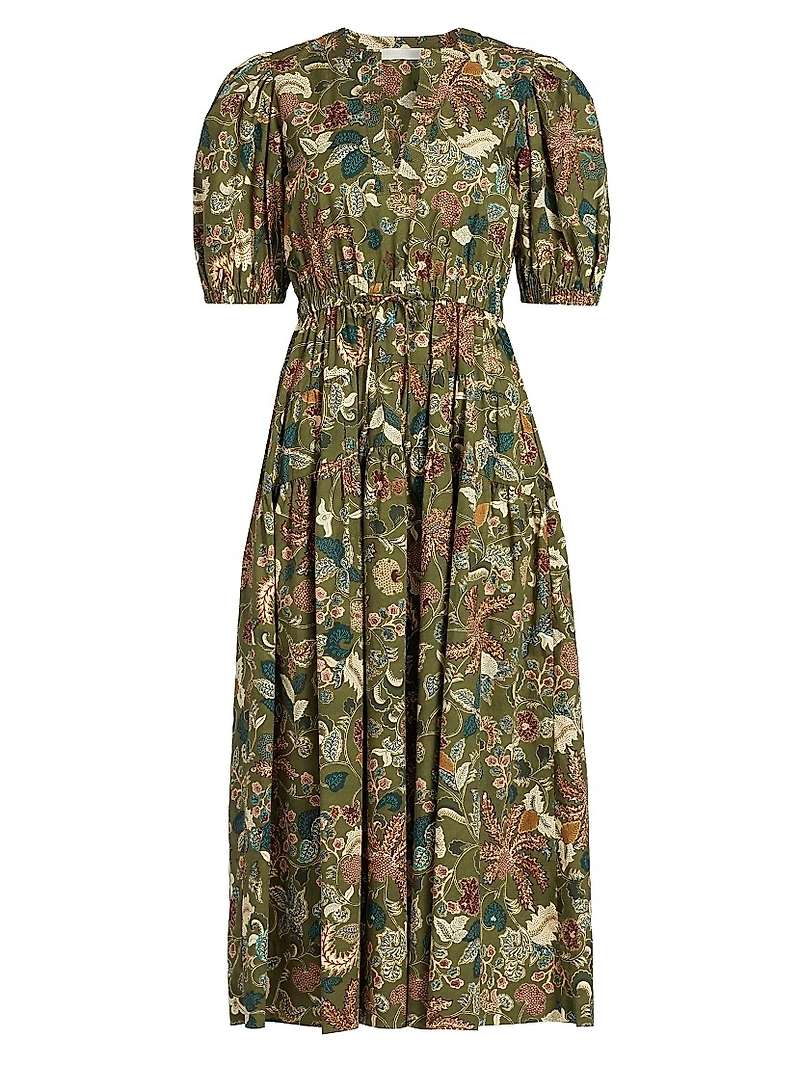 Adriana Floral Poplin Midi-Dress