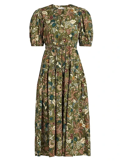 Adriana Floral Poplin Midi-Dress