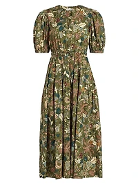 Adriana Floral Poplin Midi-Dress