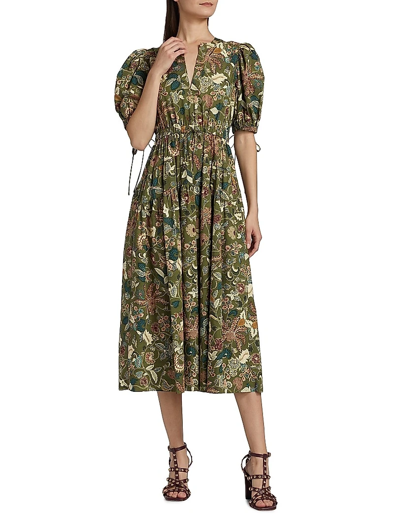 Adriana Floral Poplin Midi-Dress