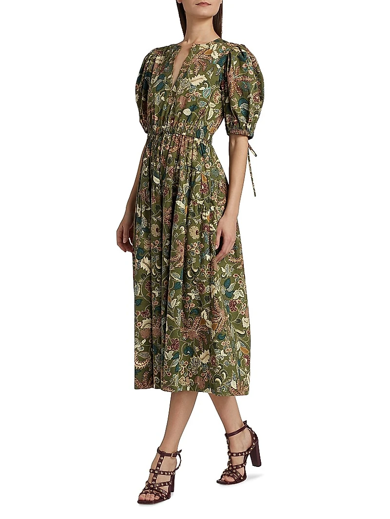Adriana Floral Poplin Midi-Dress