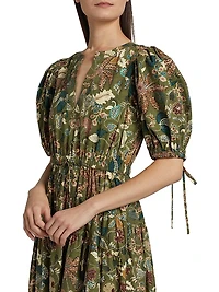 Adriana Floral Poplin Midi-Dress