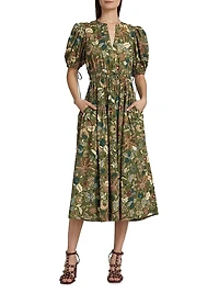 Adriana Floral Poplin Midi-Dress