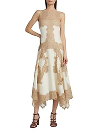 Arlette Sleeveless Linen & Lace Midi-Dress