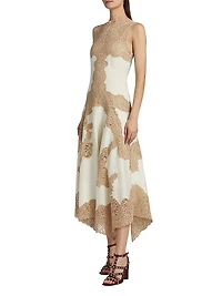 Arlette Sleeveless Linen & Lace Midi-Dress