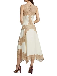 Arlette Sleeveless Linen & Lace Midi-Dress