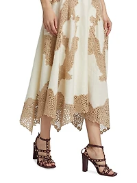 Arlette Sleeveless Linen & Lace Midi-Dress