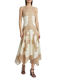 Arlette Sleeveless Linen & Lace Midi-Dress