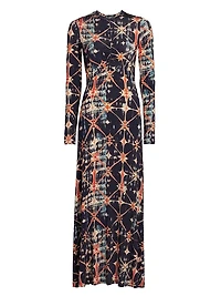 Naia Ruched Printed Jersey Maxi Dress