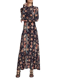 Naia Ruched Printed Jersey Maxi Dress
