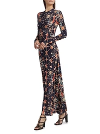 Naia Ruched Printed Jersey Maxi Dress