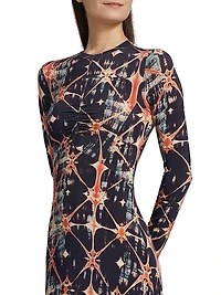 Naia Ruched Printed Jersey Maxi Dress