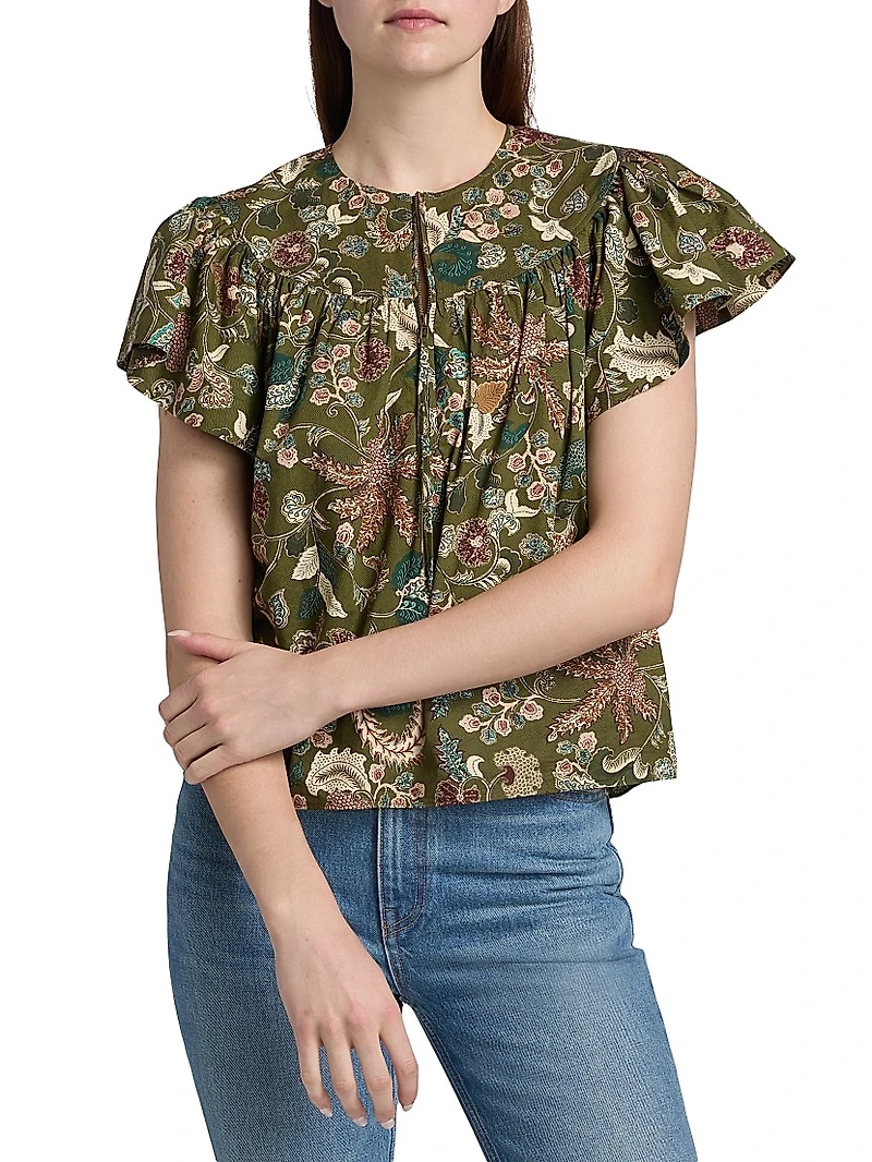 Perline Printed Cotton Poplin Blouse