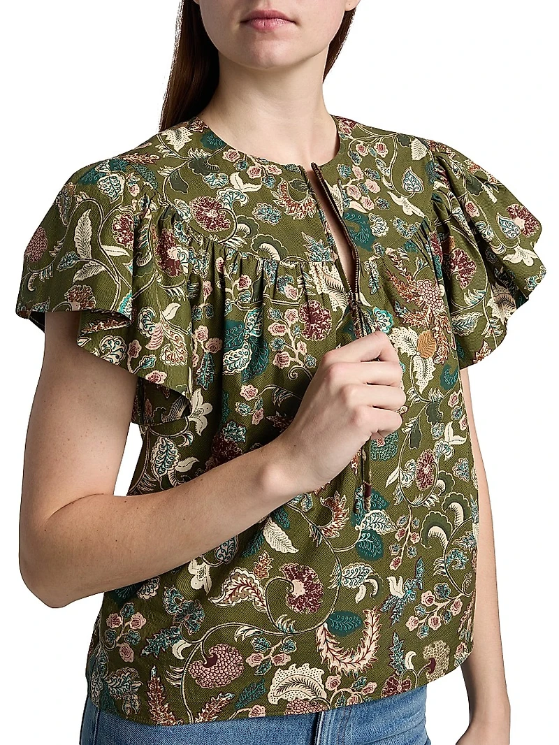 Perline Printed Cotton Poplin Blouse