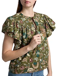 Perline Printed Cotton Poplin Blouse