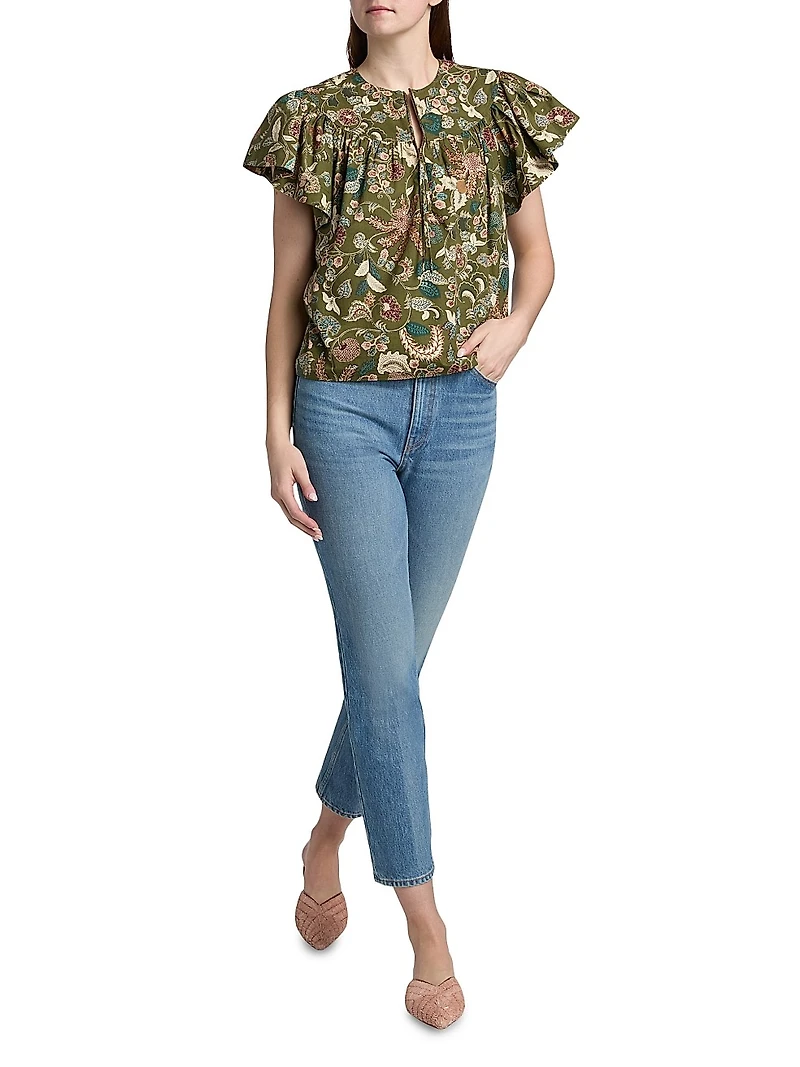 Perline Printed Cotton Poplin Blouse