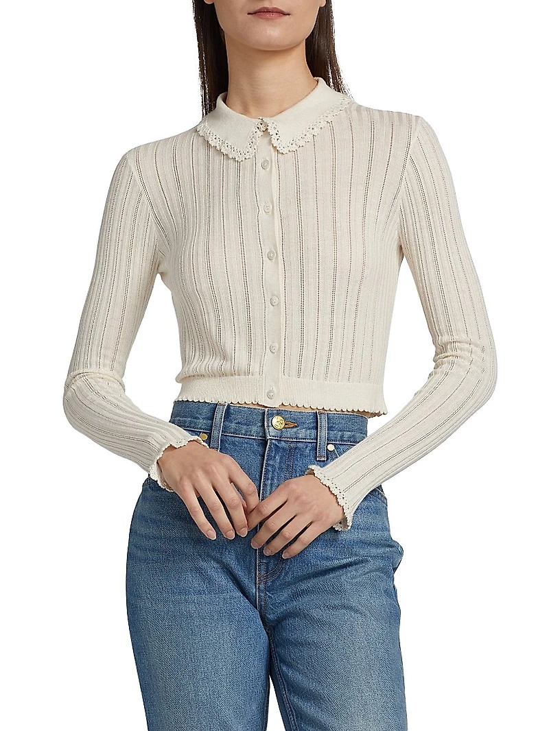 Lottie Pointelle-Knit Cardigan