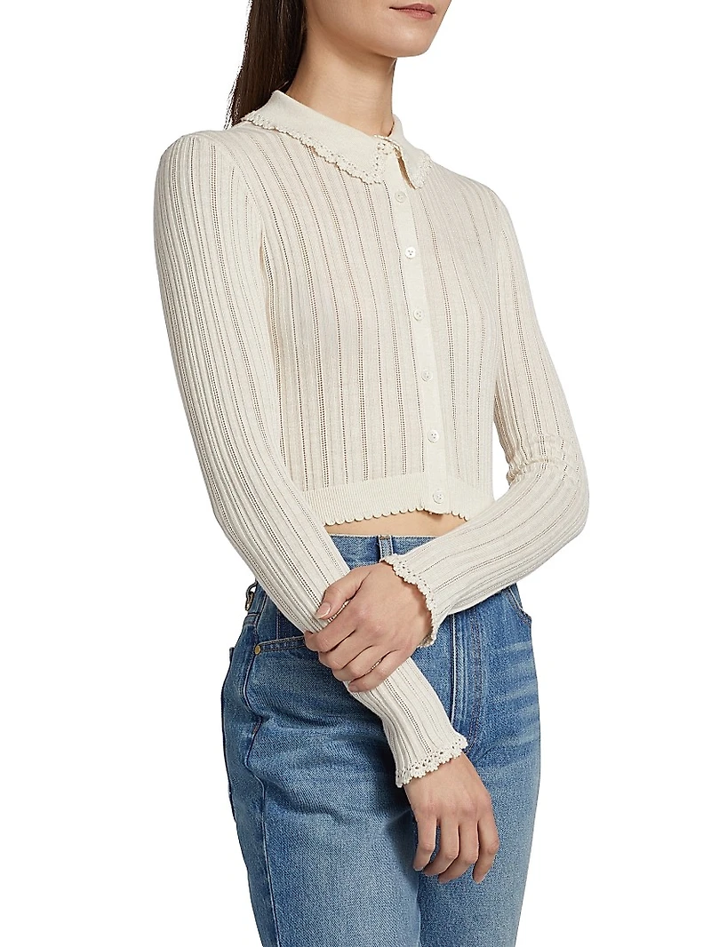 Lottie Pointelle-Knit Cardigan