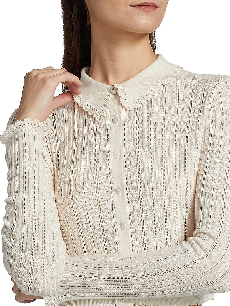 Lottie Pointelle-Knit Cardigan