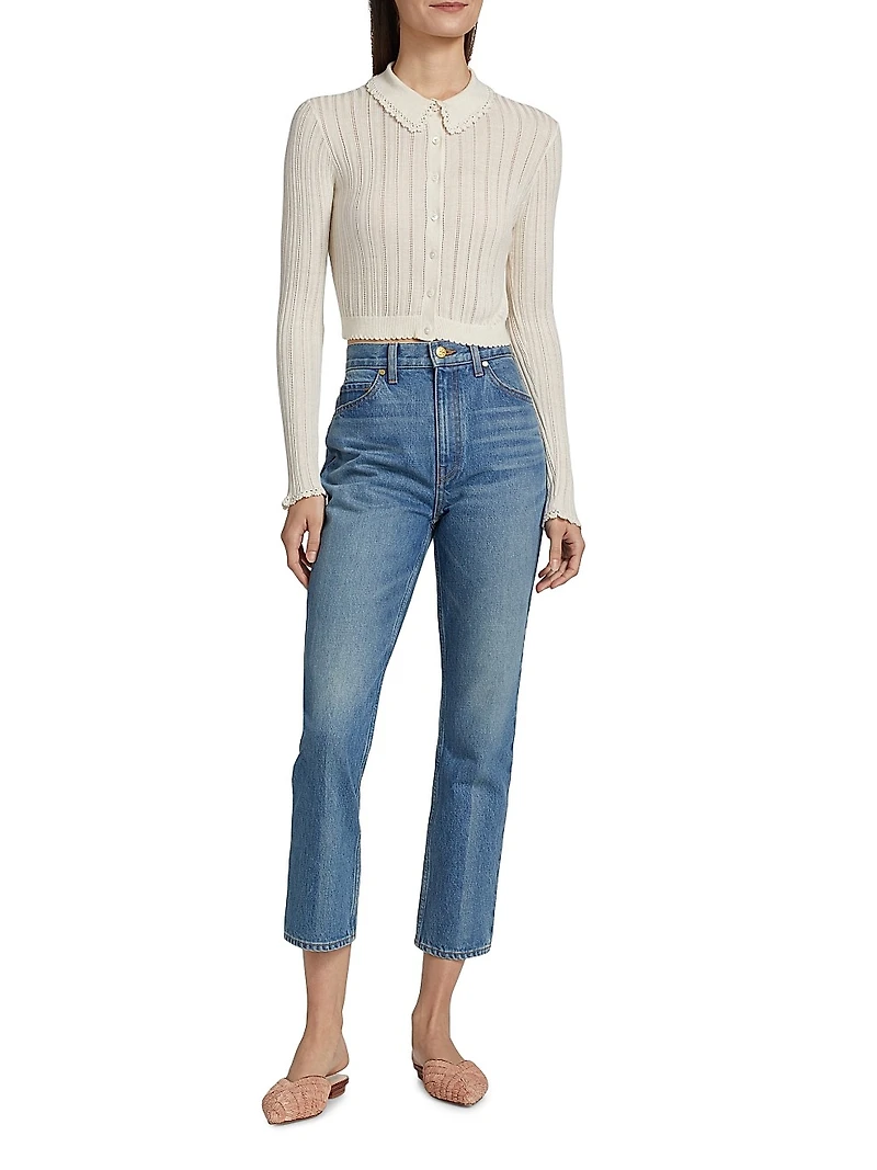 Lottie Pointelle-Knit Cardigan