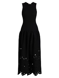 Rosaline Knit Laser-Cut Fit & Flare Maxi Dress