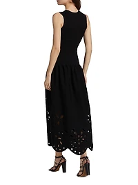 Rosaline Knit Laser-Cut Fit & Flare Maxi Dress
