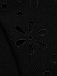 Rosaline Knit Laser-Cut Fit & Flare Maxi Dress