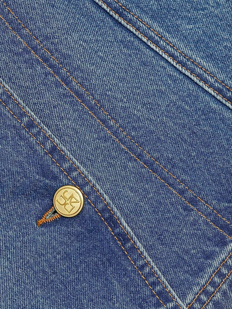 Clara Denim Button-Front Wrap Miniskirt