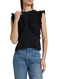 Val Ruffled Cotton Jersey Top