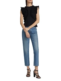 Val Ruffled Cotton Jersey Top