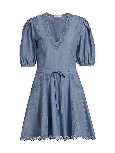 Camila Lace-Trim Cotton A-Line Minidress