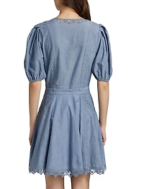 Camila Lace-Trim Cotton A-Line Minidress