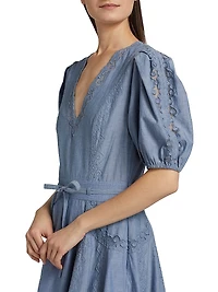 Camila Lace-Trim Cotton A-Line Minidress