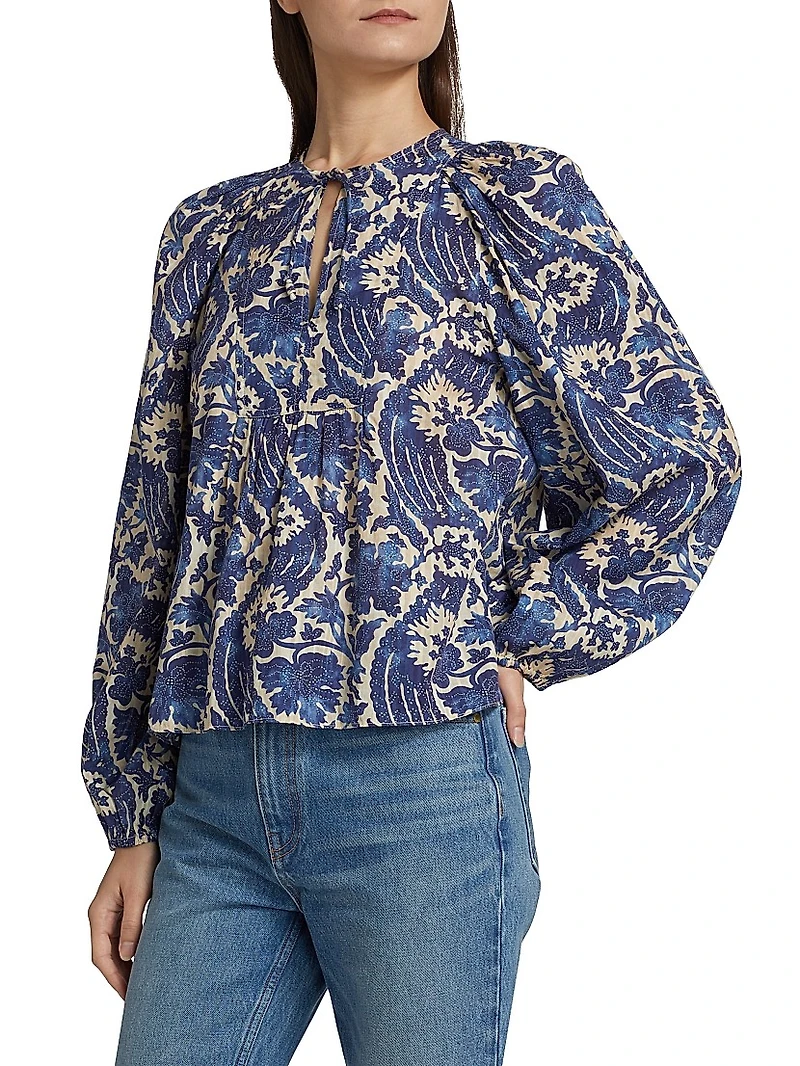 Brea Floral Cotton-Blend Blouse