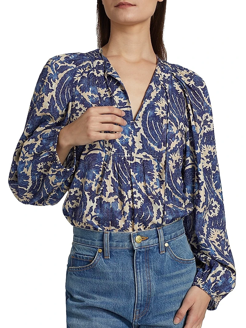 Brea Floral Cotton-Blend Blouse