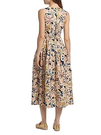 Elenora Floral Cotton Sleeveless Midi-Dress