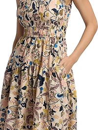 Elenora Floral Cotton Sleeveless Midi-Dress