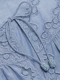 Effie Lace-Trim Cotton Flutter-Sleeve Top