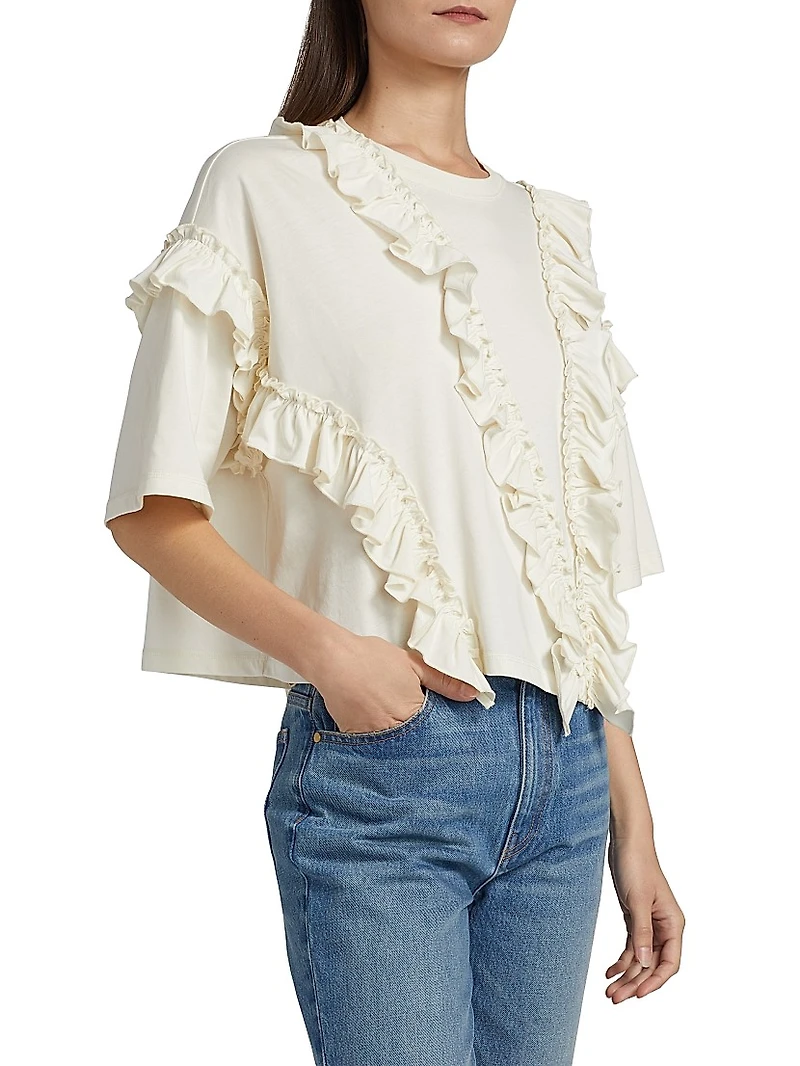 Sydney Ruffled Cotton T-Shirt