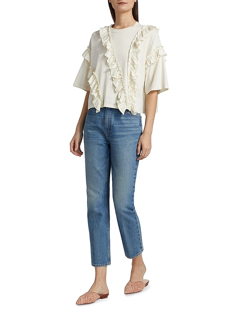 Sydney Ruffled Cotton T-Shirt