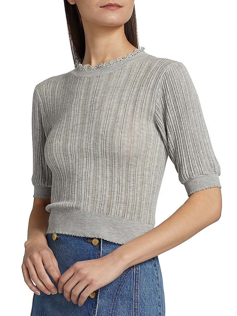 Gemma Pointelle-Knit Top