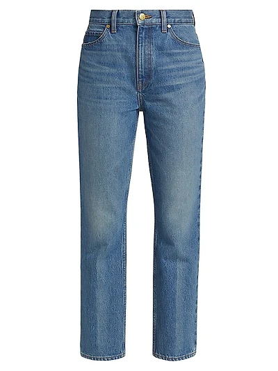 Agnes Washed-Denim Crop Jeans