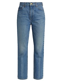 Agnes Washed-Denim Crop Jeans