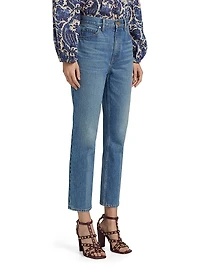 Agnes Washed-Denim Crop Jeans